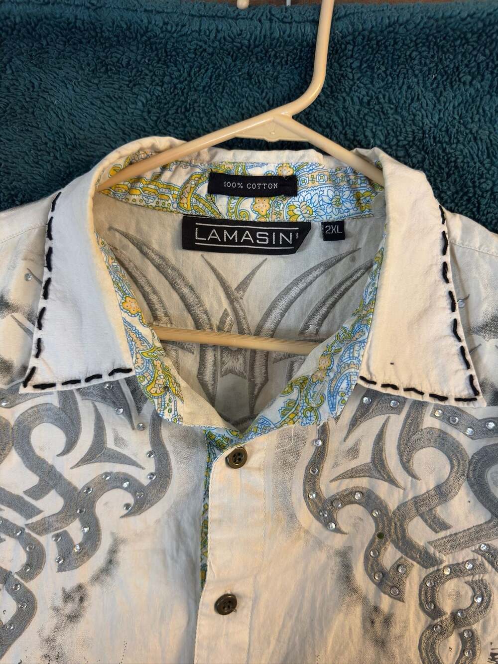 Lamasin Men's Long Sleeve Button Down Shirt Size 2XL - Picture 3 of 4